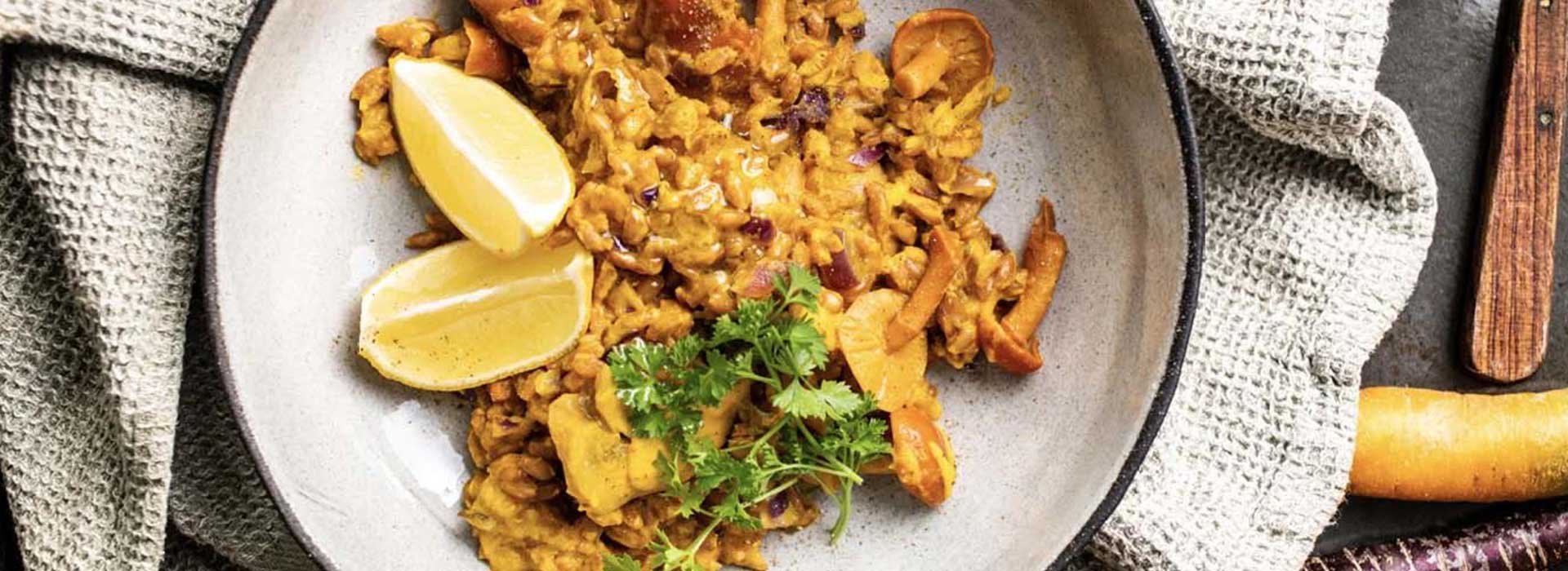 Vegane Dinkel-Pilz Pfanne