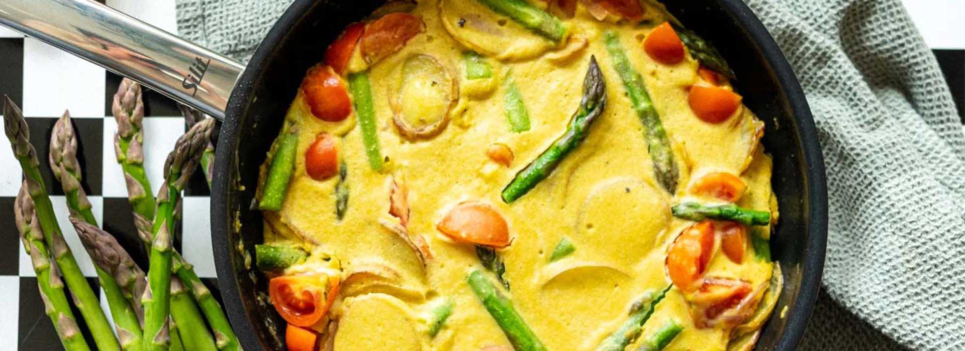 Vegane Spargel-Tomaten-Tortilla