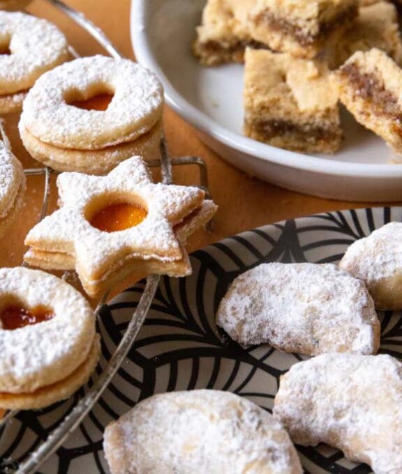 vegane Spitzbuben, Vanillekipferl und Orangenschnittli